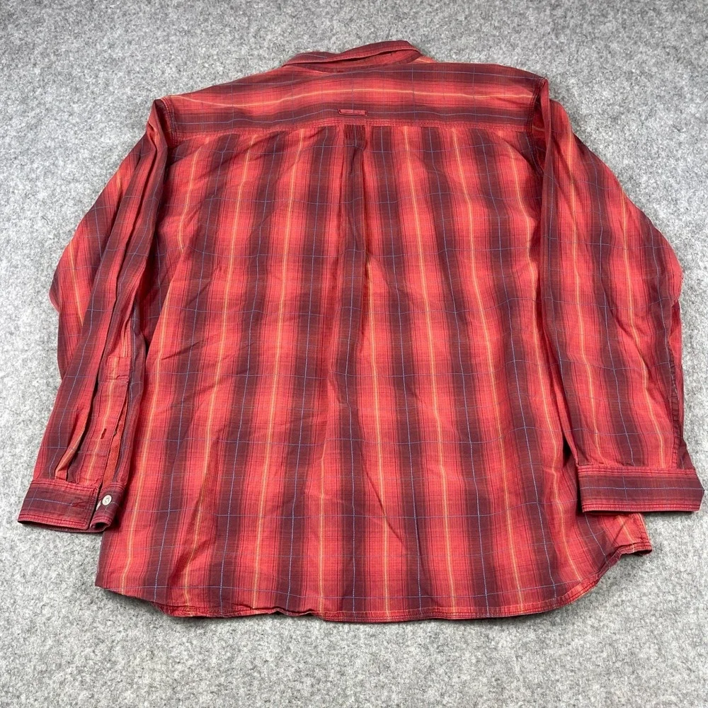 The North Face Mens XXL Red Plaid Long Sleeve Button Down Cotton Shirt